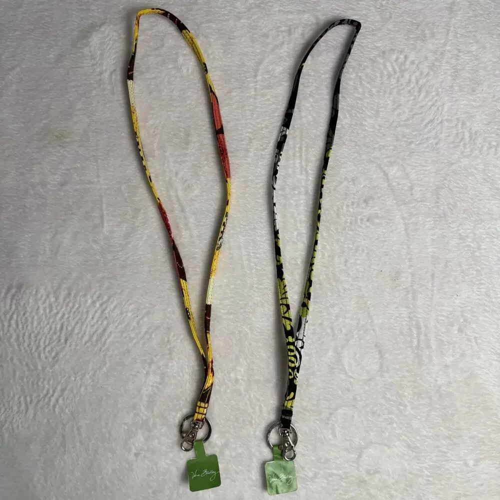 NWT Vera Bradley Lanyard Set Of 2 Buttercup Baroque Key Ring Clip Keychain